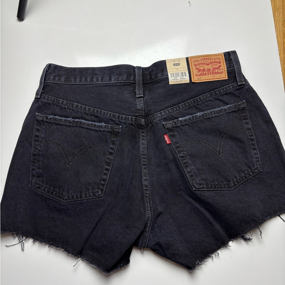 Levi's Womens 501 Original Shorts black disstressd - Picture 4 of 5